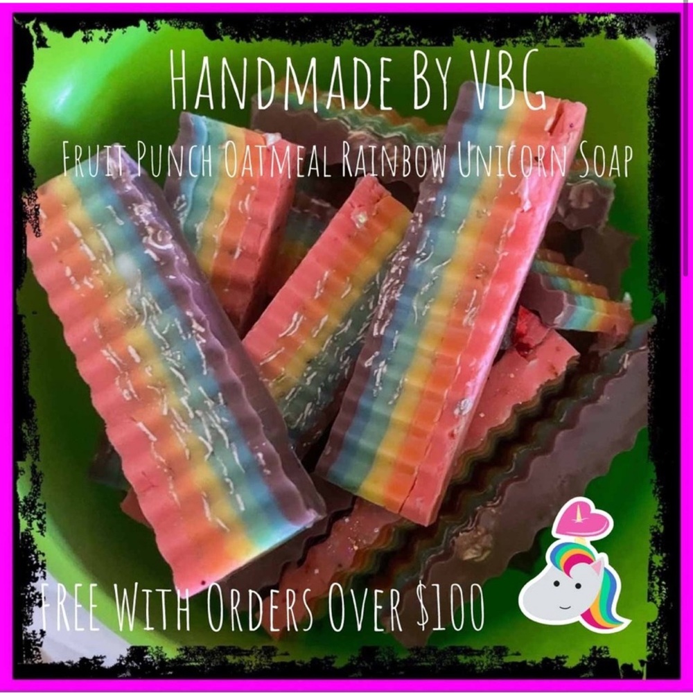 Handmade VBG Fruit Punch Rainbow Unicorn Organic Oatmeal Soap PRICE FIRM - Picture 2 of 9